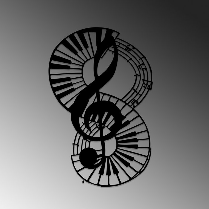 Wallity Musical 4 Escultura de pared de metal negra